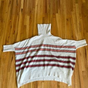 Loft Turtleneck Striped Pink/Red Sweater - Size Small